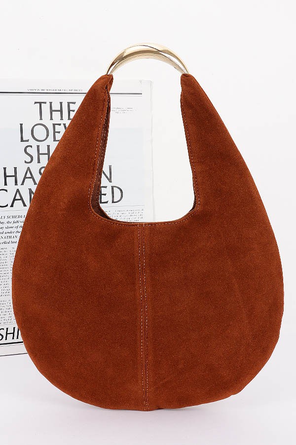 Faux Suede Leather Hobo Bag