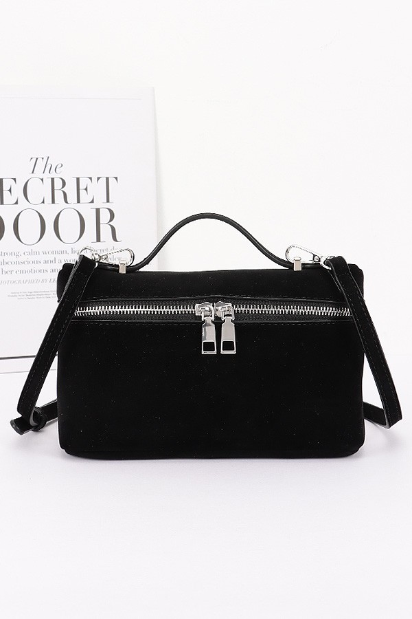 Faux Suede Leather Cosmetic Bag