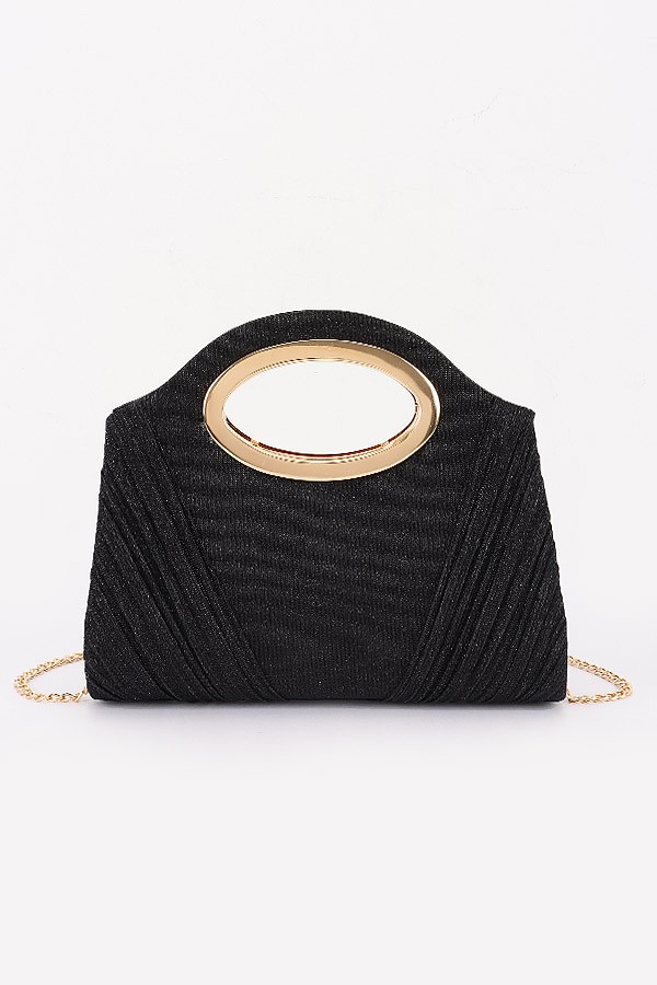 Glitter Metal Handle Party Clutch