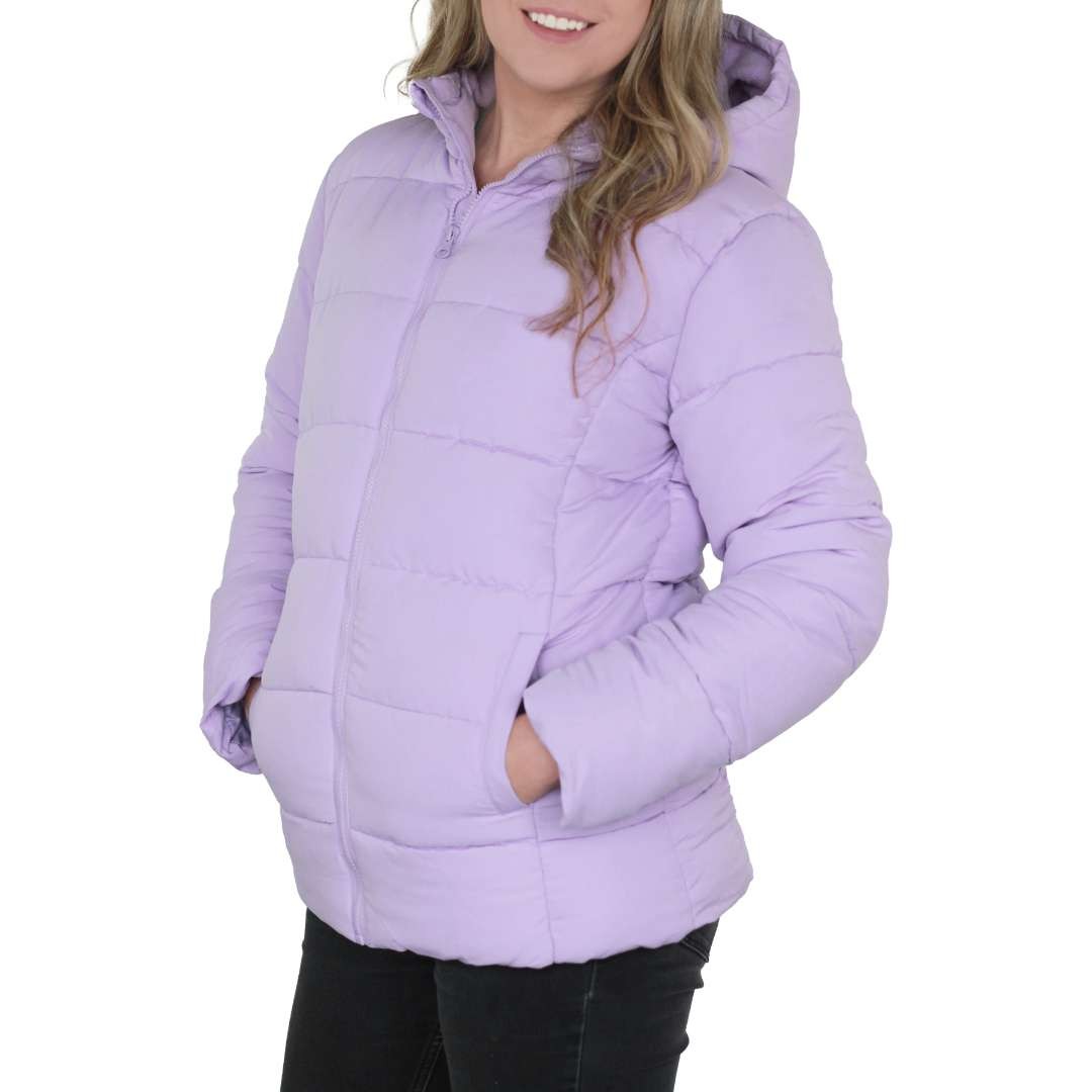 America's Suppliers Women's Fleece-Lined Hooded Puffy Jackets - Lilac, S-XL
